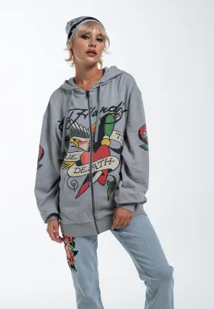 Womens True Snake Zip Through Hoodie - Grey