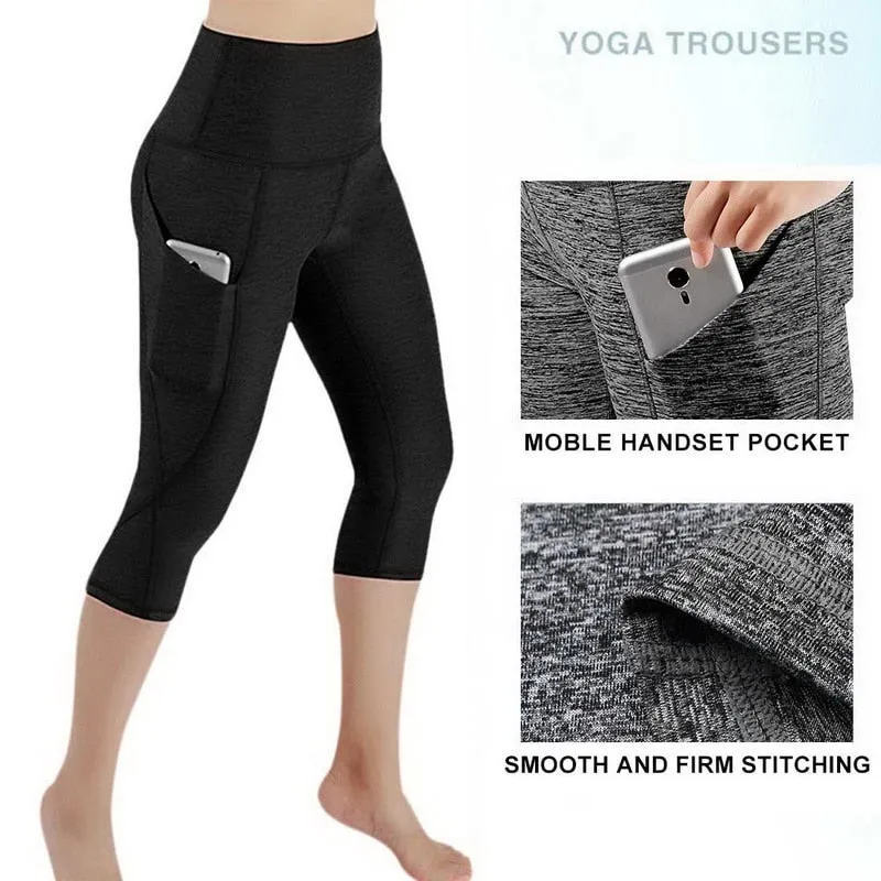 Womens Tummy Control High Waist Yoga Pants with Pockets