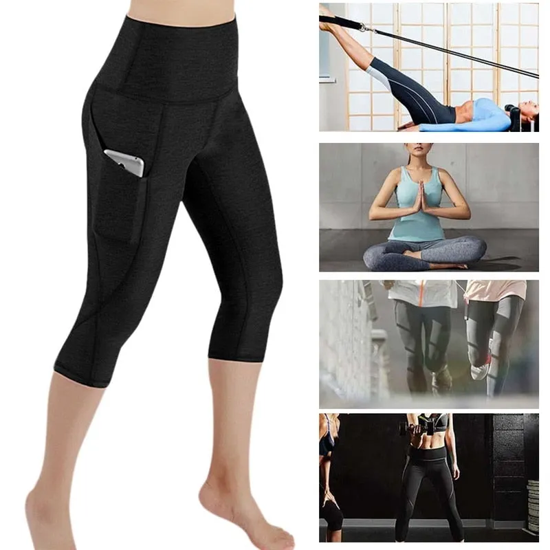 Womens Tummy Control High Waist Yoga Pants with Pockets