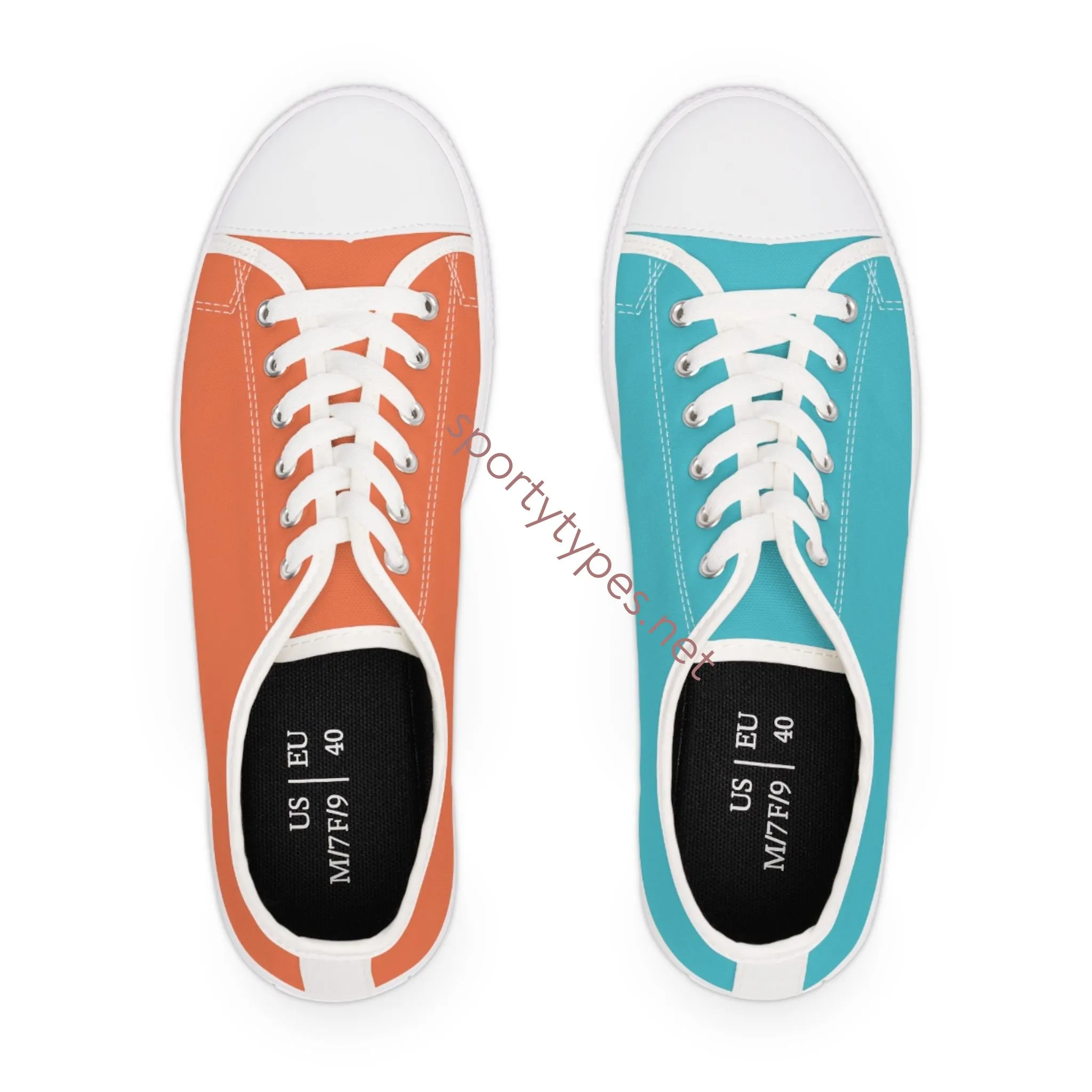 Women's Turquoise & Coral Mismatched Low Top Sneakers