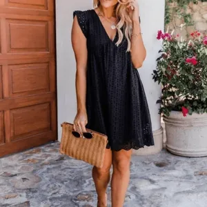 Women's V-Neck Hollow Dress