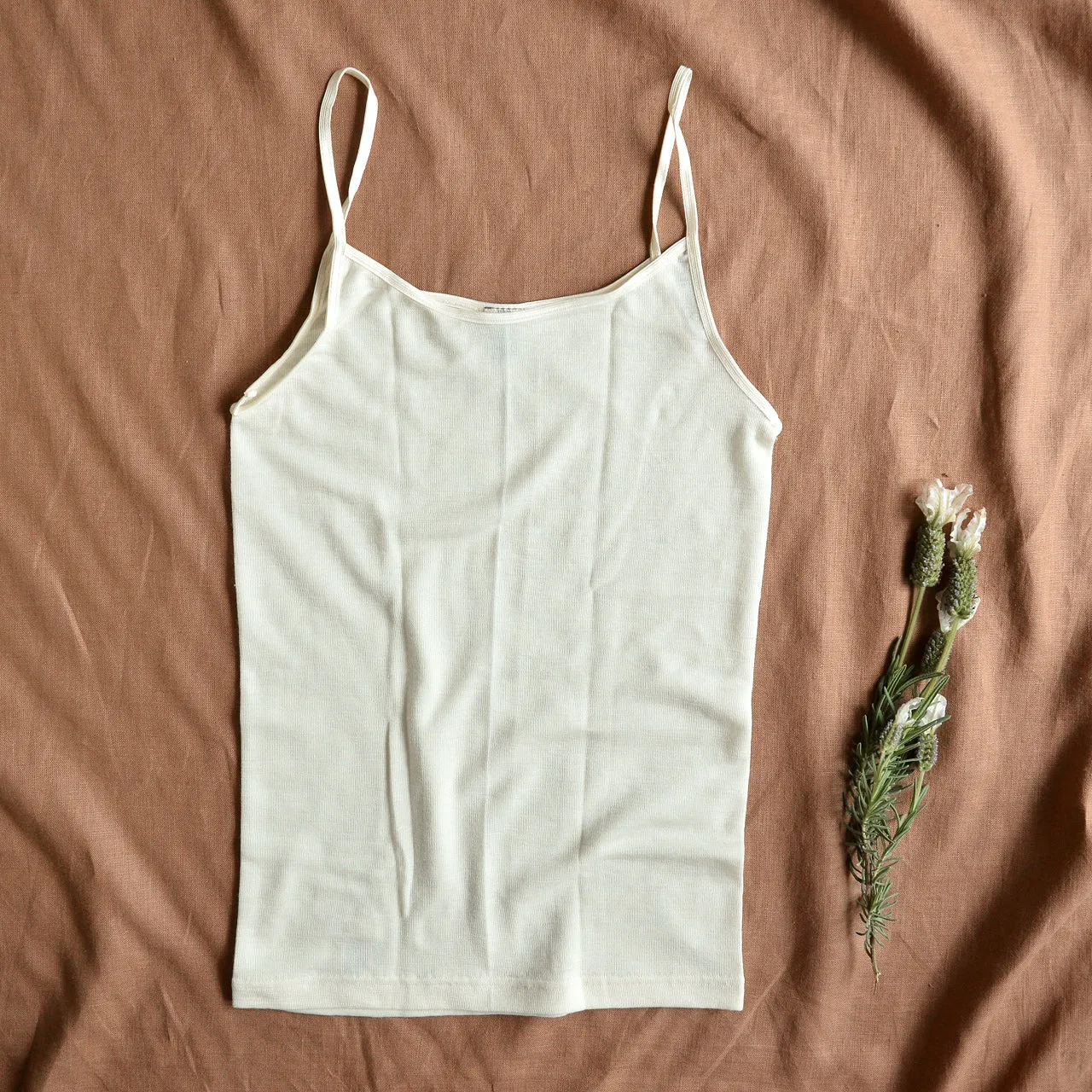 Women's Vest with Spaghetti Straps - Organic Wool/Silk (S-XL)