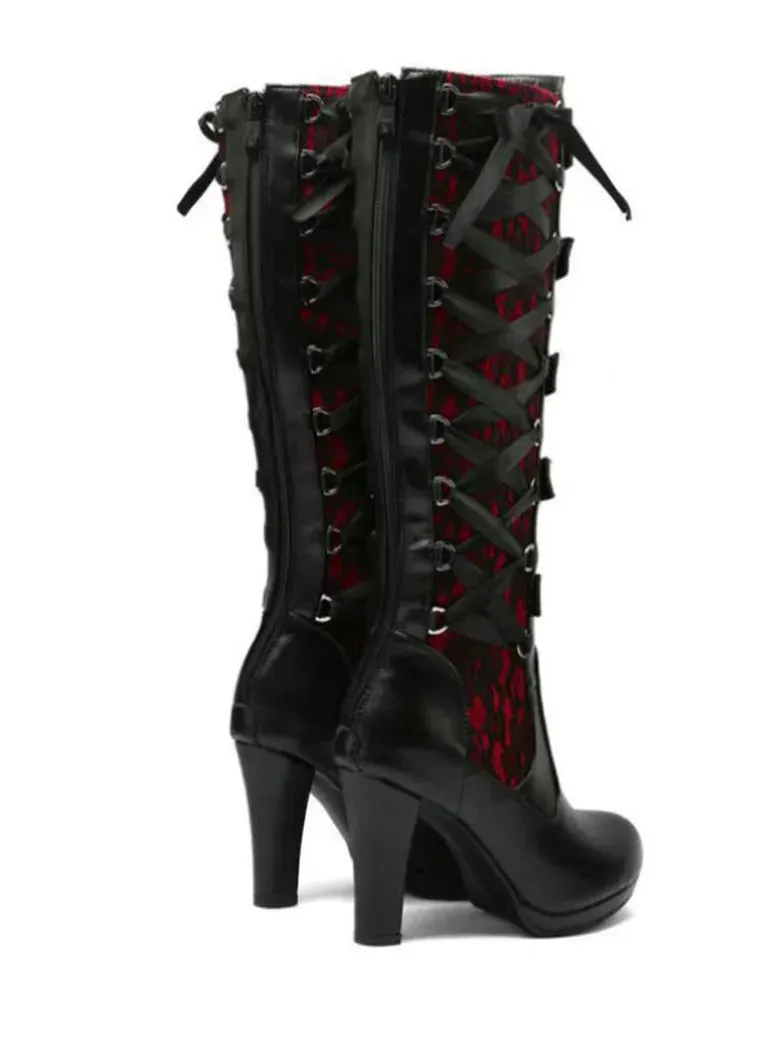 Women's Victorian Gothic Vampire Rivet Thick High Heel Boots