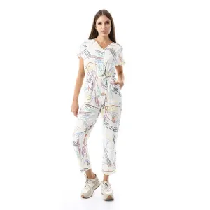 Women's Viscose Jumpsuit - White