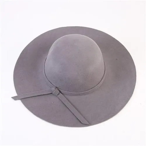 Women's Wide Brim Felt Fedora Cloche Hat (12 Colors)