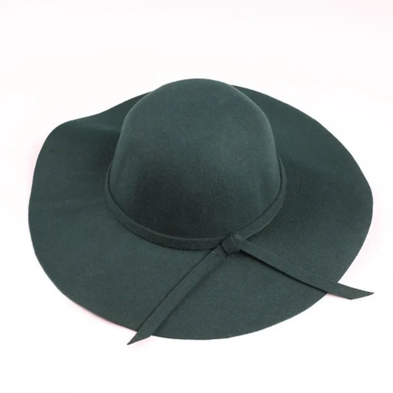 Women's Wide Brim Felt Fedora Cloche Hat (12 Colors)