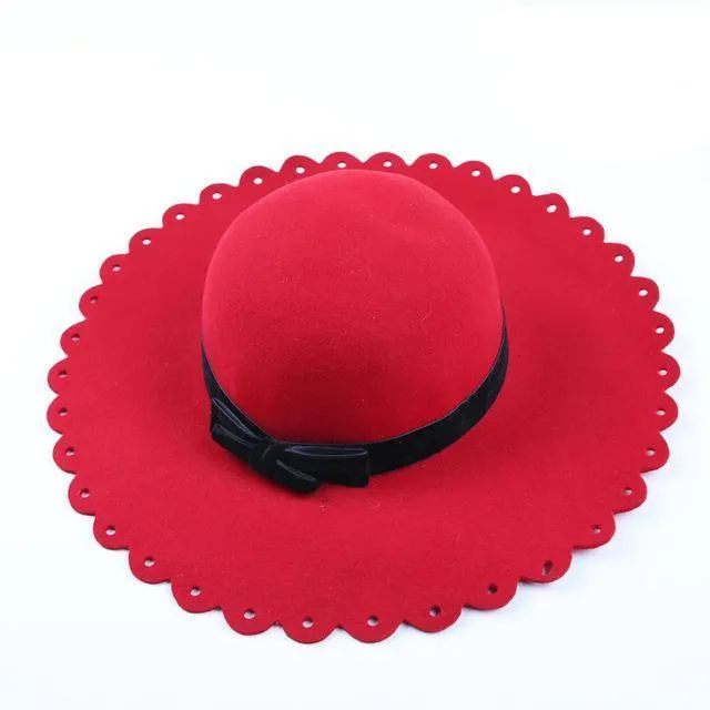 Women's Wide Brim Felt Fedora Cloche Hat (12 Colors)