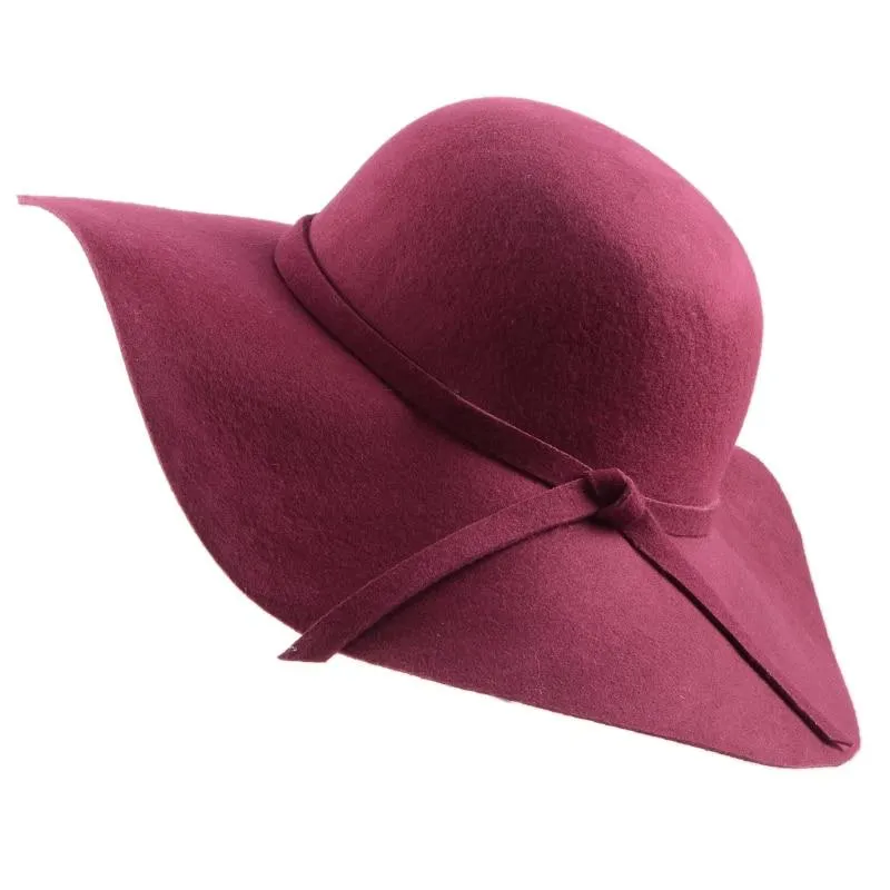 Women's Wide Brim Felt Fedora Cloche Hat (12 Colors)