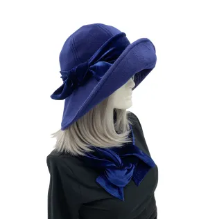 Womens Wide Brim Hat in Warm Fleece with Velvet Hat Band | The Derby