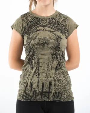 Womens Wild Elephant T-Shirt in Green