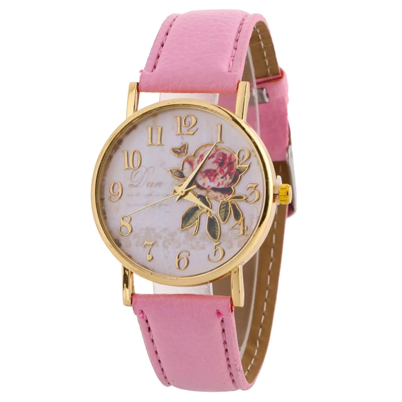 Women's Wristwatches Rose Design Watch Fashion Watch Suit Men And Women For Gift Casual Leather Belt Watches Creative Marble