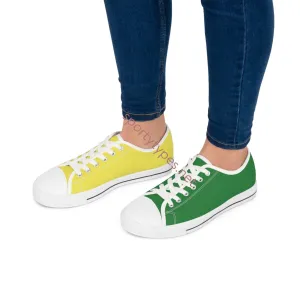 Women's Yellow & Green Mismatched Low Top Sneakers