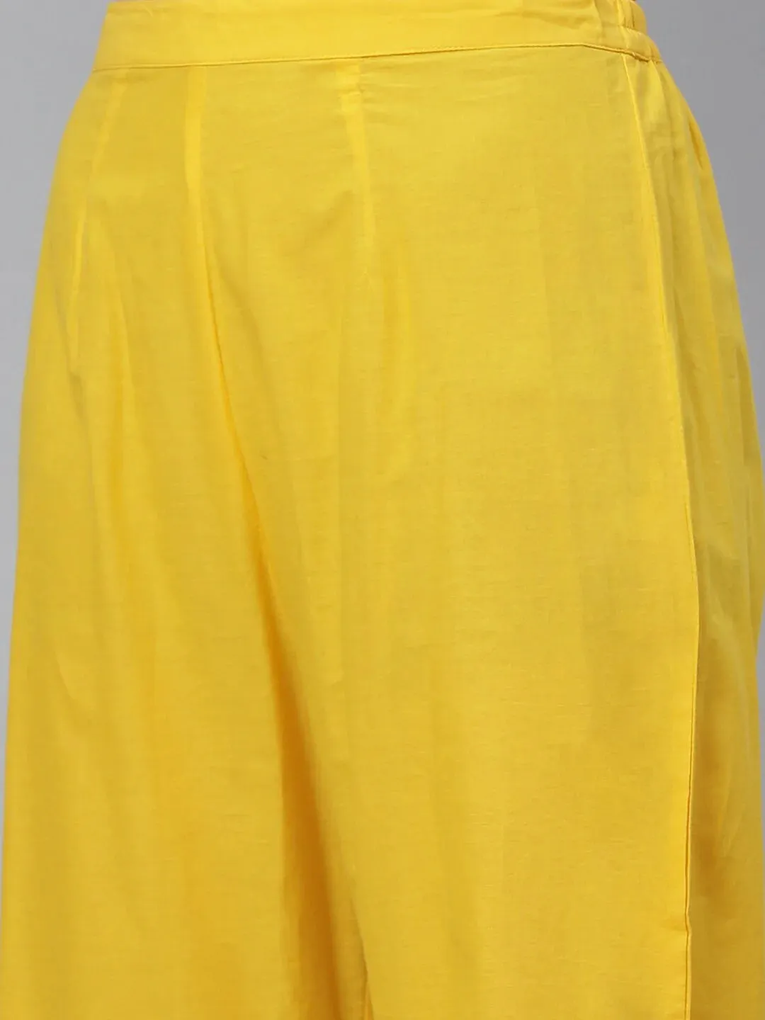 Women'S Yellow & Red Bandhani Screen Printed Anarkali Kurta With Palazzos