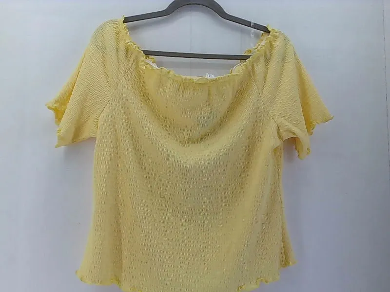 Women's Yellow Stretch Strap Short Sleeve Top XLarge