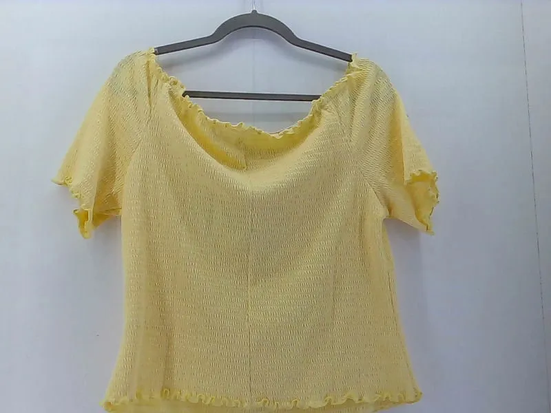 Women's Yellow Stretch Strap Short Sleeve Top XLarge