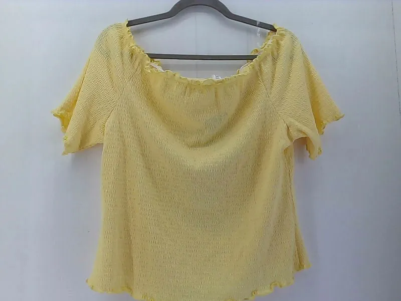 Women's Yellow Stretch Strap Short Sleeve Top XLarge