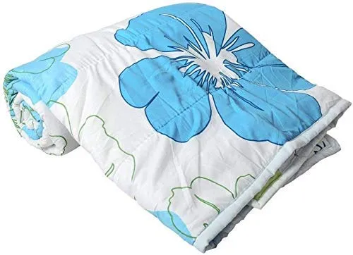 WONDERLOOK 100% Reversible Single Bed Dohar Combo Microfiber, Polycotton Set of 2 Pc (Blue & Sun Flowers)