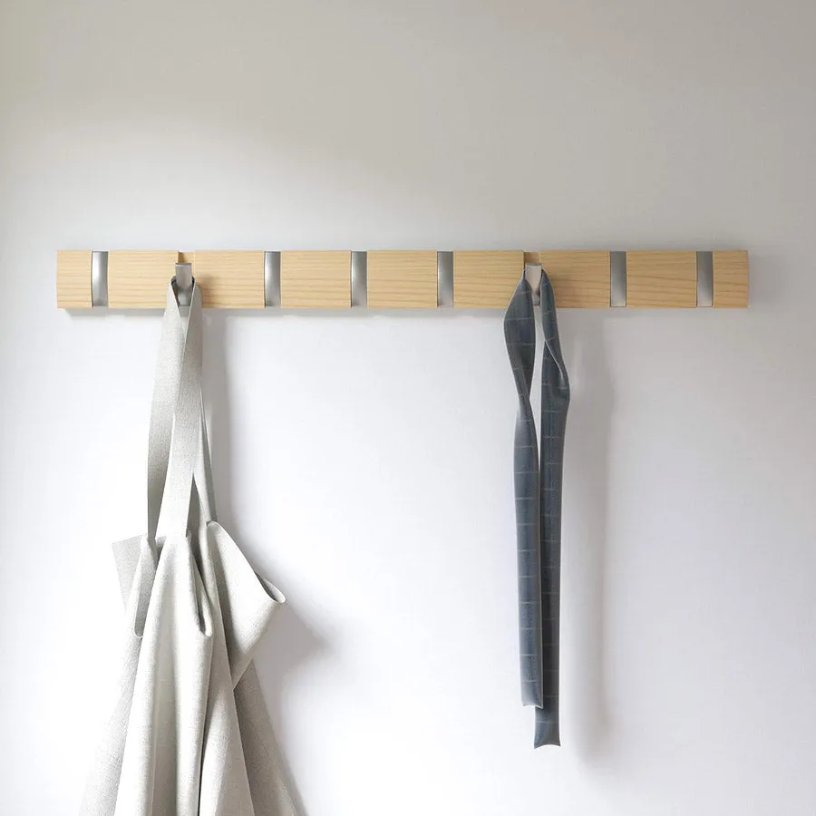 Wood Flip 8 Hook Coat Rack - Natural