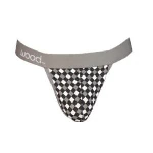 Wood Men's Soft Modal Cotton Blend Thong Black/White Dimension