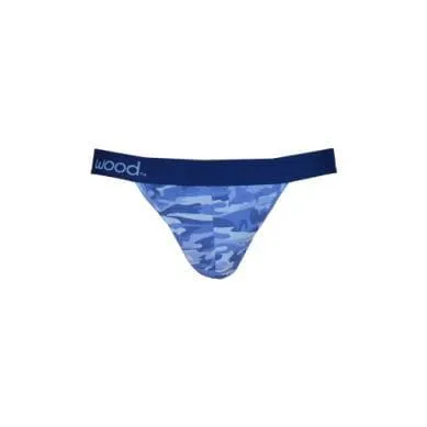 Wood Men's Soft Modal Cotton Blend Thong Blue Camo