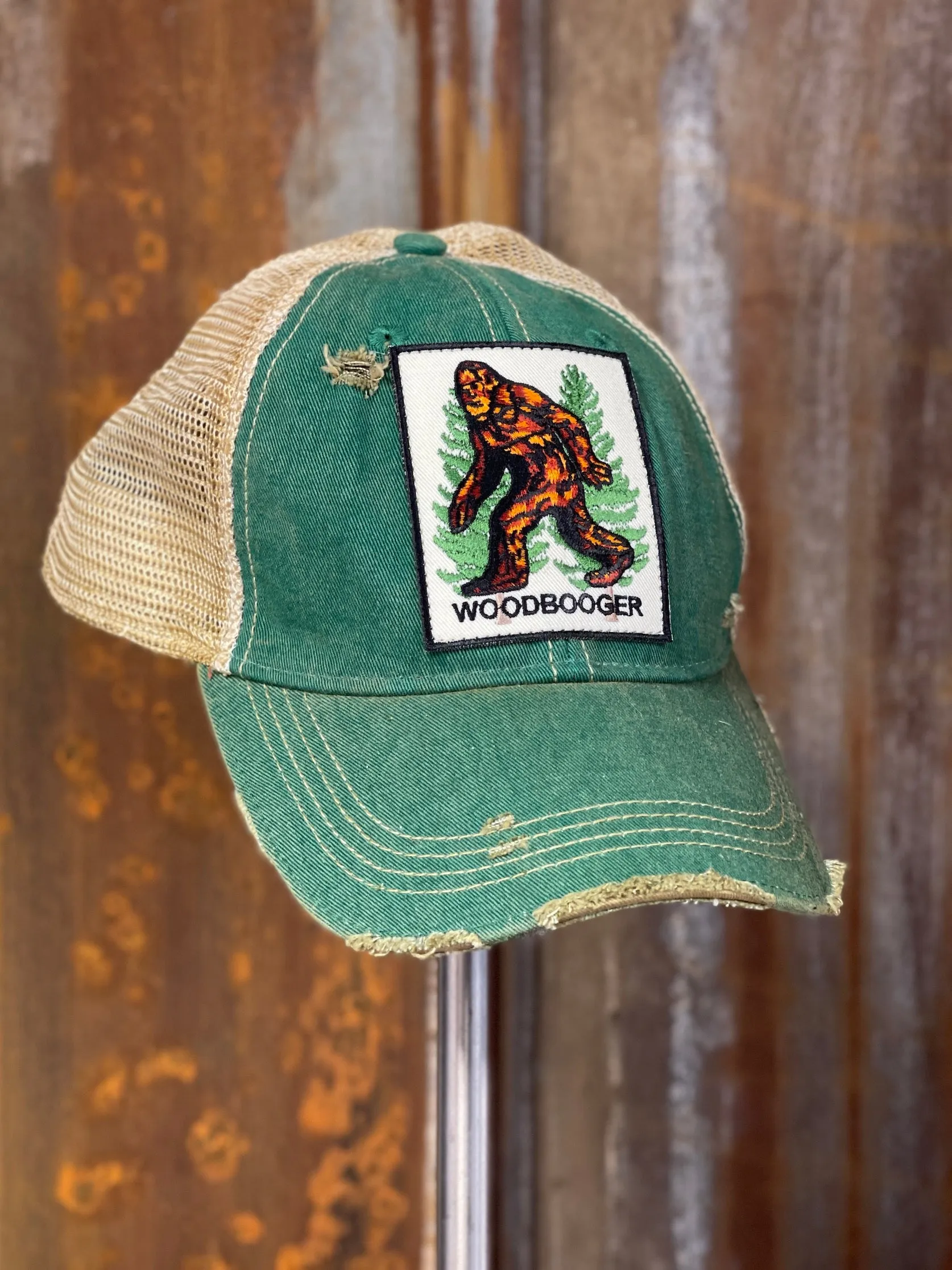 WOODBOOGER Bigfoot Cryptid Series Hat - Distressed Kelly Green Snapback