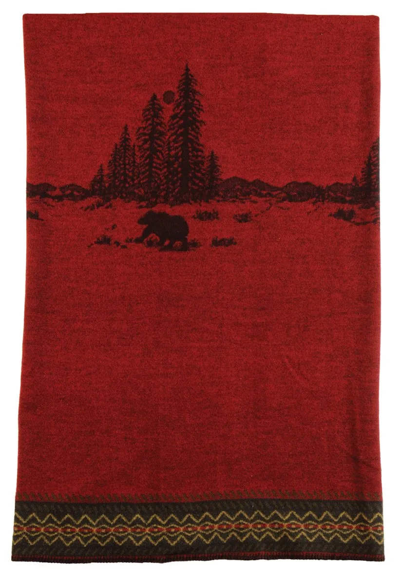 Wooded River Bear Wool Throw