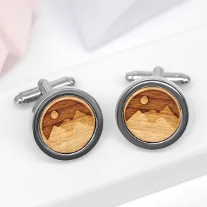 Wooden 3D Mountain Cufflinks