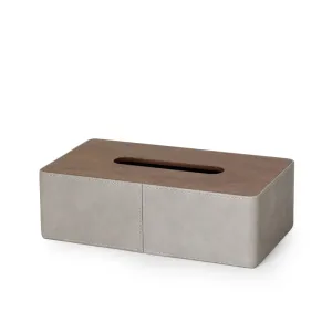 Wooden & Leather Tissue Box