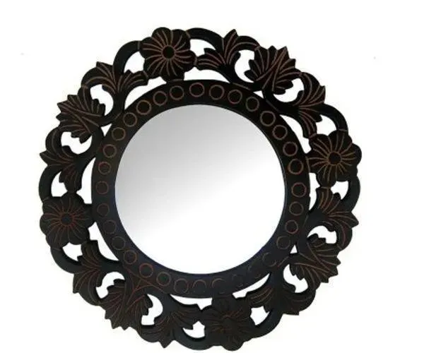 Wooden Antique With Handicraft Work Fancy Design Mirror