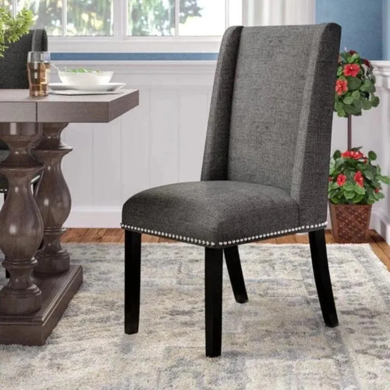 Wooden Backrest Comfort Cushioned Dinning Chair (Walnut Finish)