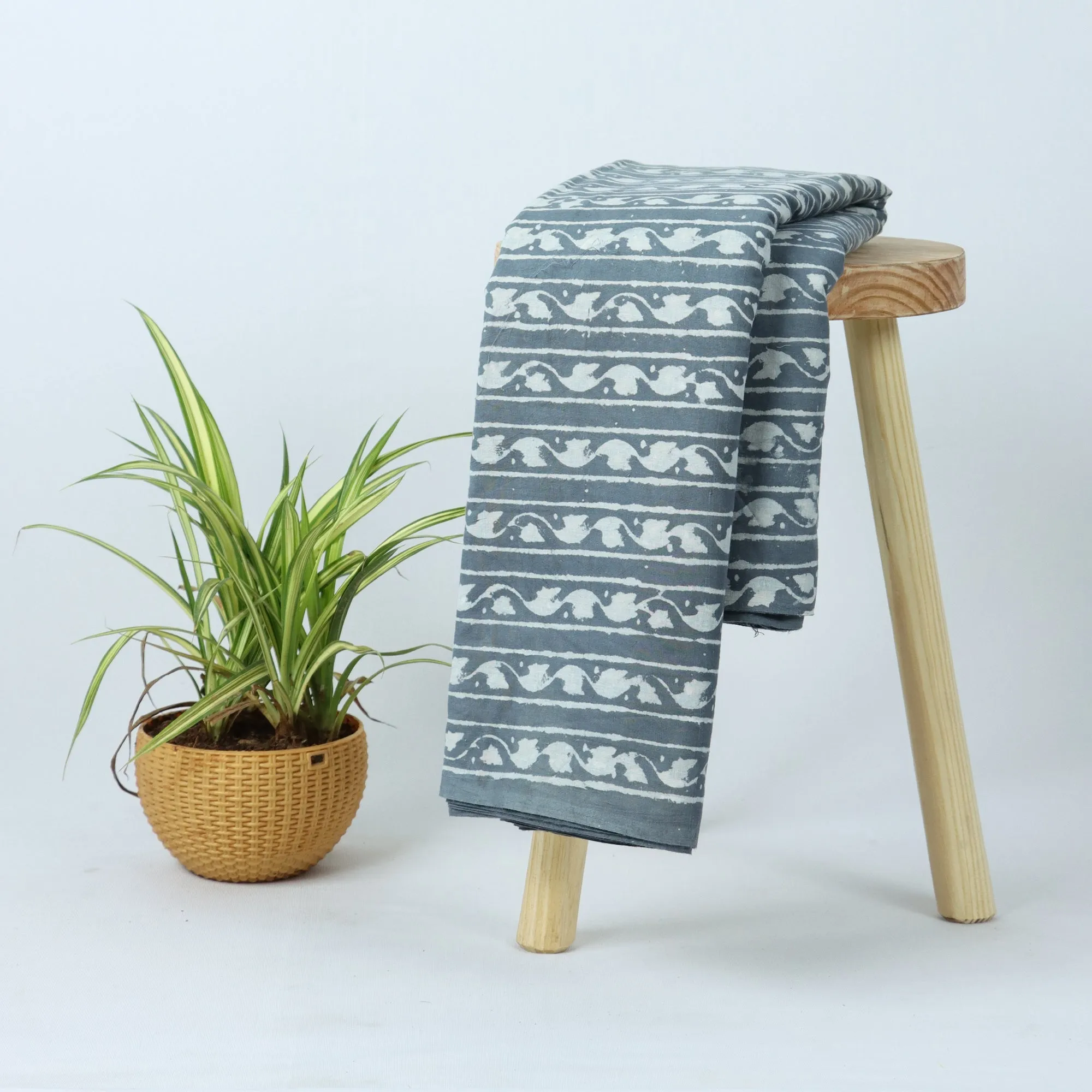 Wooden Block Stripes Printed Cotton Running Fabric