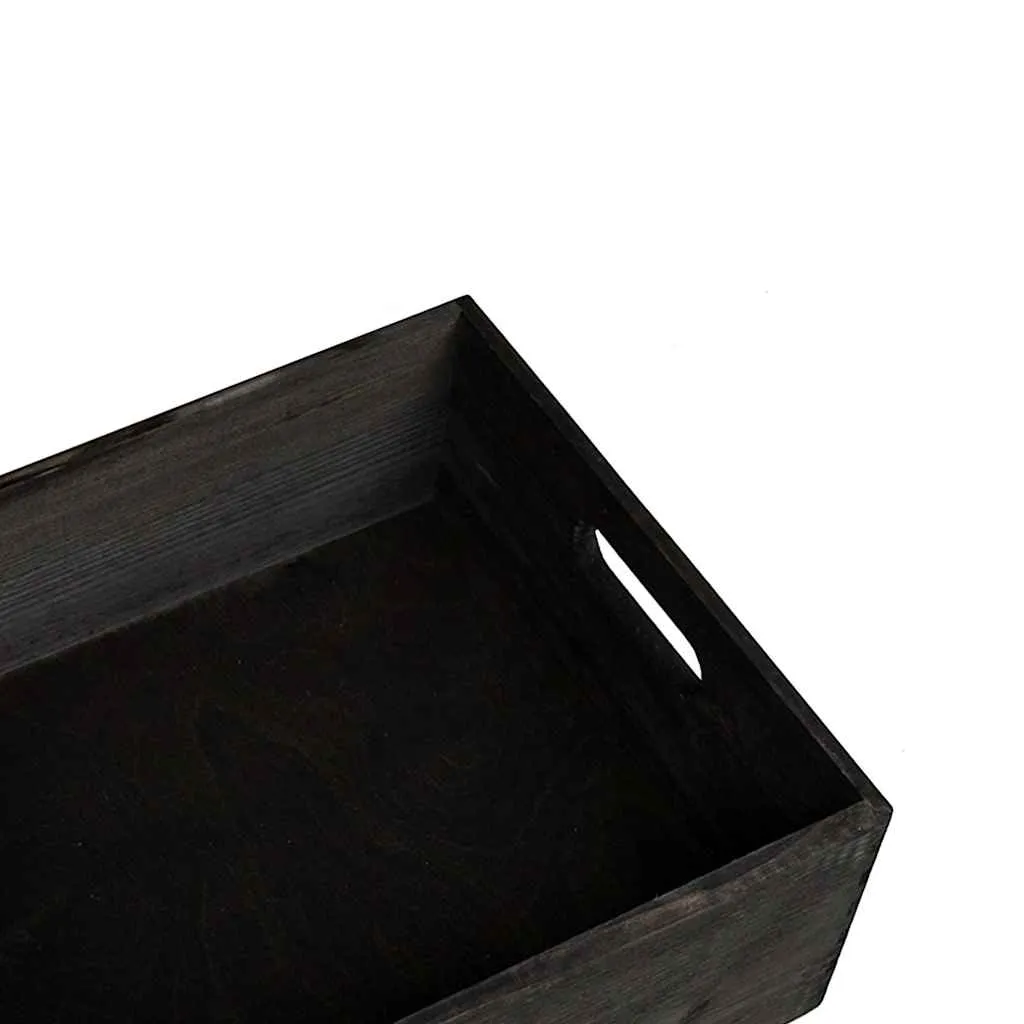 Wooden Box with Handles Black 40x30x13 cm Solid Wood Pine