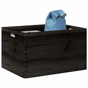 Wooden Box with Handles Black 40x30x23 cm Solid Wood Pine