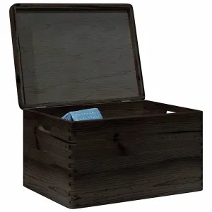 Wooden Box with Lid and Handles Black 40x30x23cm Solid Wood Pine