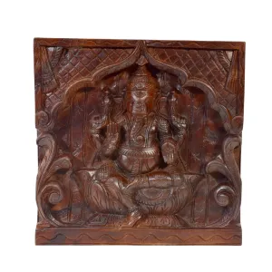 Wooden Carved Ganesha Wall Panel