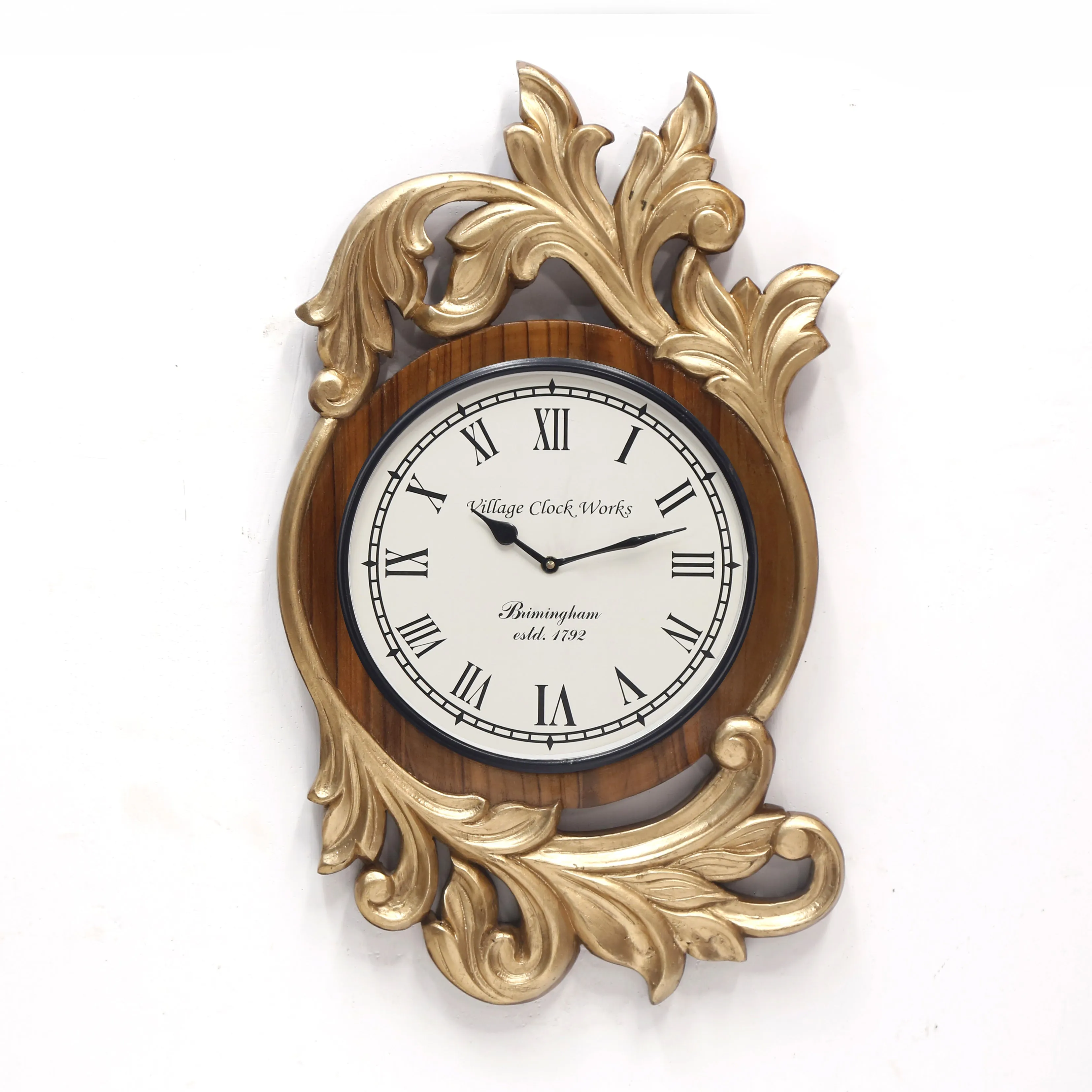 Wooden Detail Clock – Leaf (Sky)