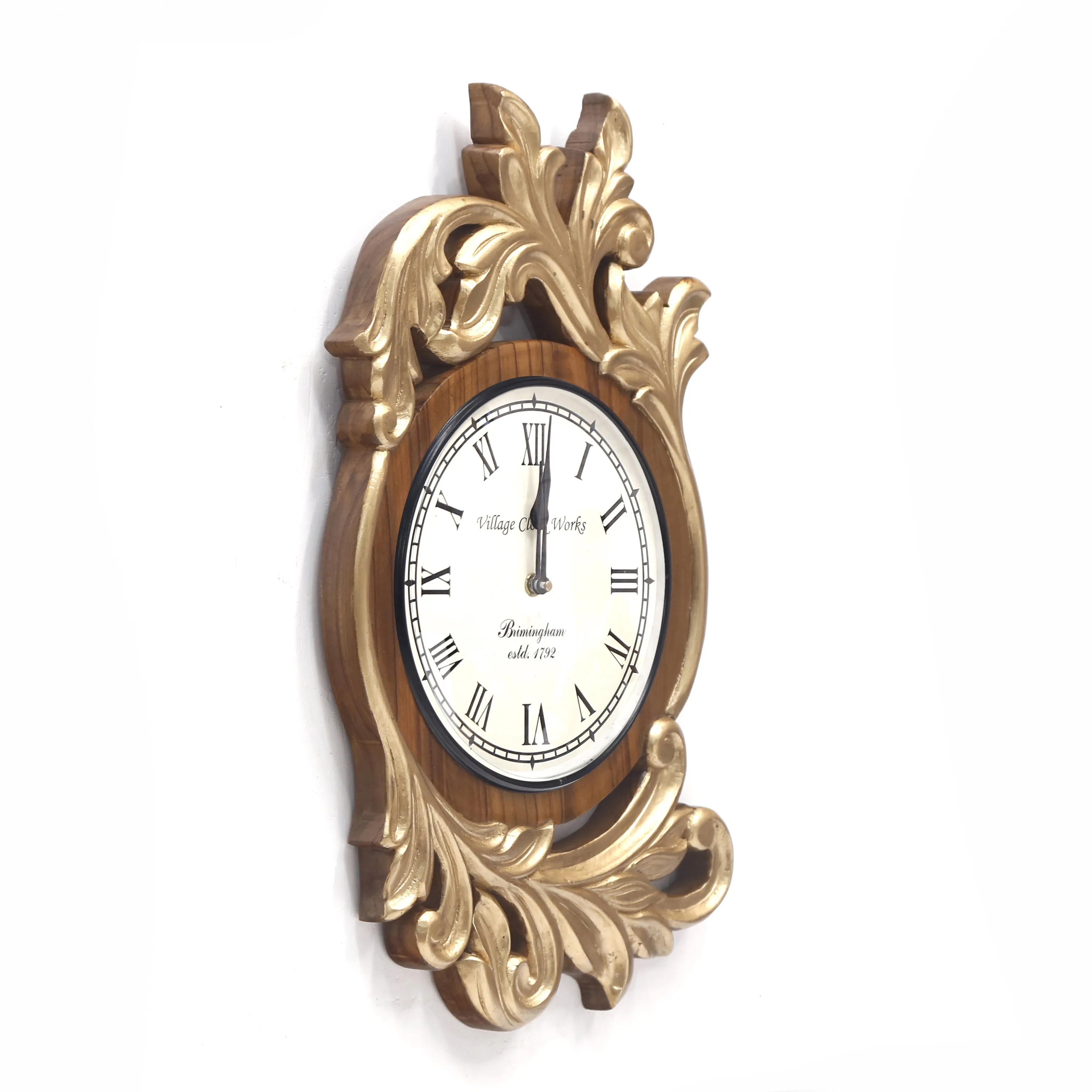 Wooden Detail Clock – Leaf (Sky)