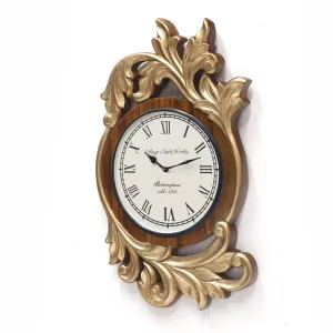 Wooden Detail Clock – Leaf (Sky)