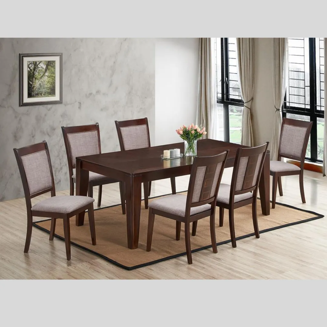 Wooden Dining Table Sets with Fabric Chairs- Milton