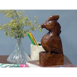 Wooden Intricate Carved Bird Self Standing Decor