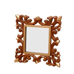 Wooden Square Mirror leaf style