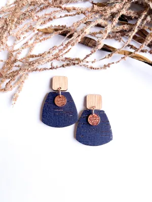 Wooden Top and Navy Cork Half Drops