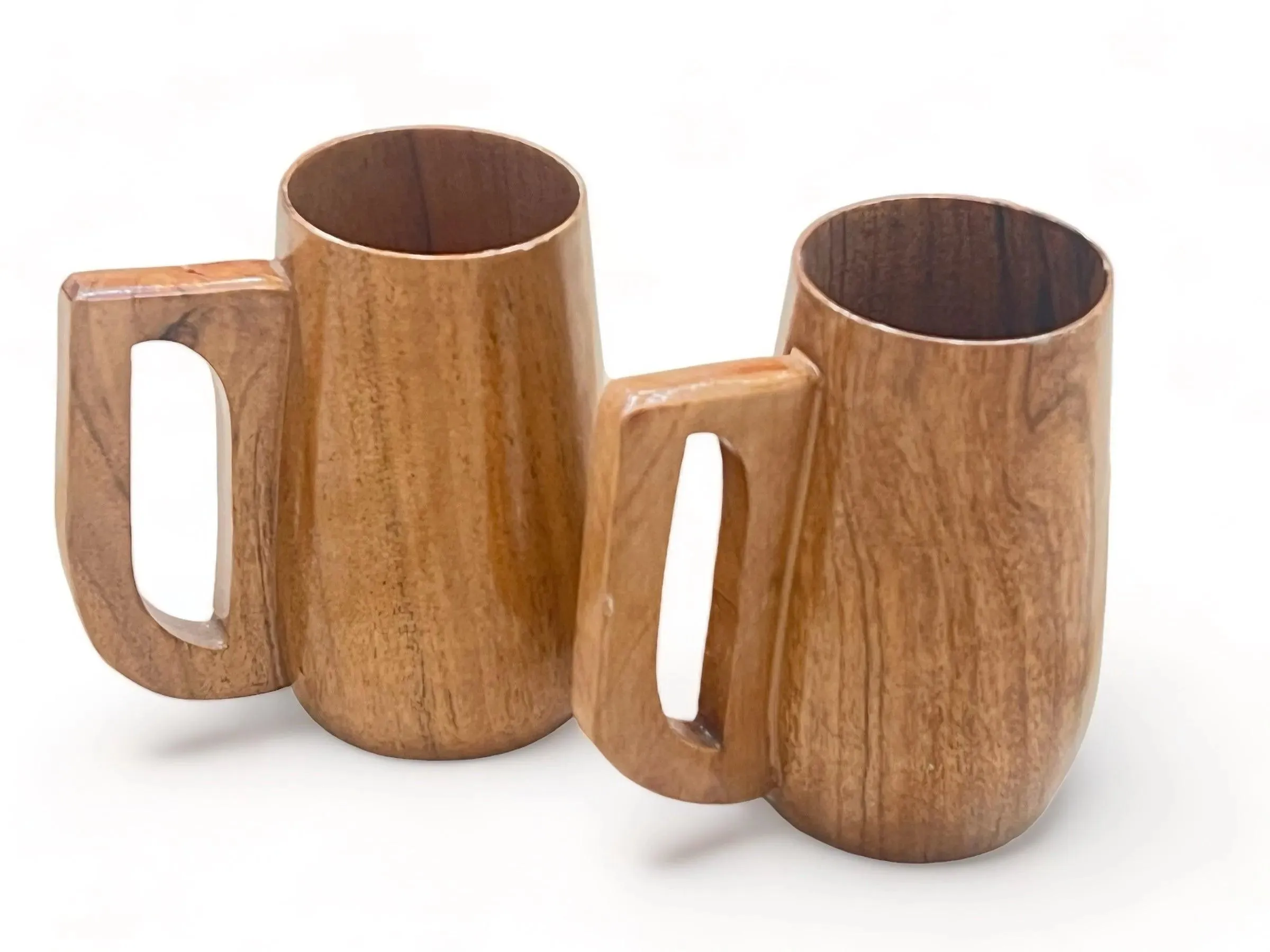 Wooden Twist Acacia Wood Gripping Handle Coffee Mug ( Set of 2 )