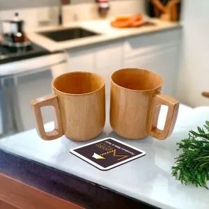 Wooden Twist Agonizing Acacia Wood Tea & Coffee Cup ( Set of 2 )