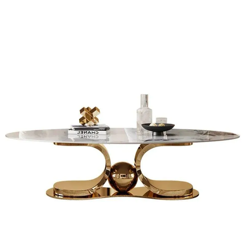 Wooden Twist Butterfly Shape Coffee Table Marble Top and Golden Finish Elegant Centerpiece for Your Living Room Decor