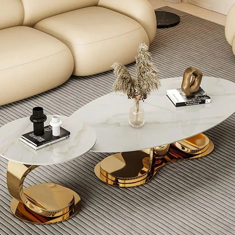 Wooden Twist Butterfly Shape Coffee Table Marble Top and Golden Finish Elegant Centerpiece for Your Living Room Decor