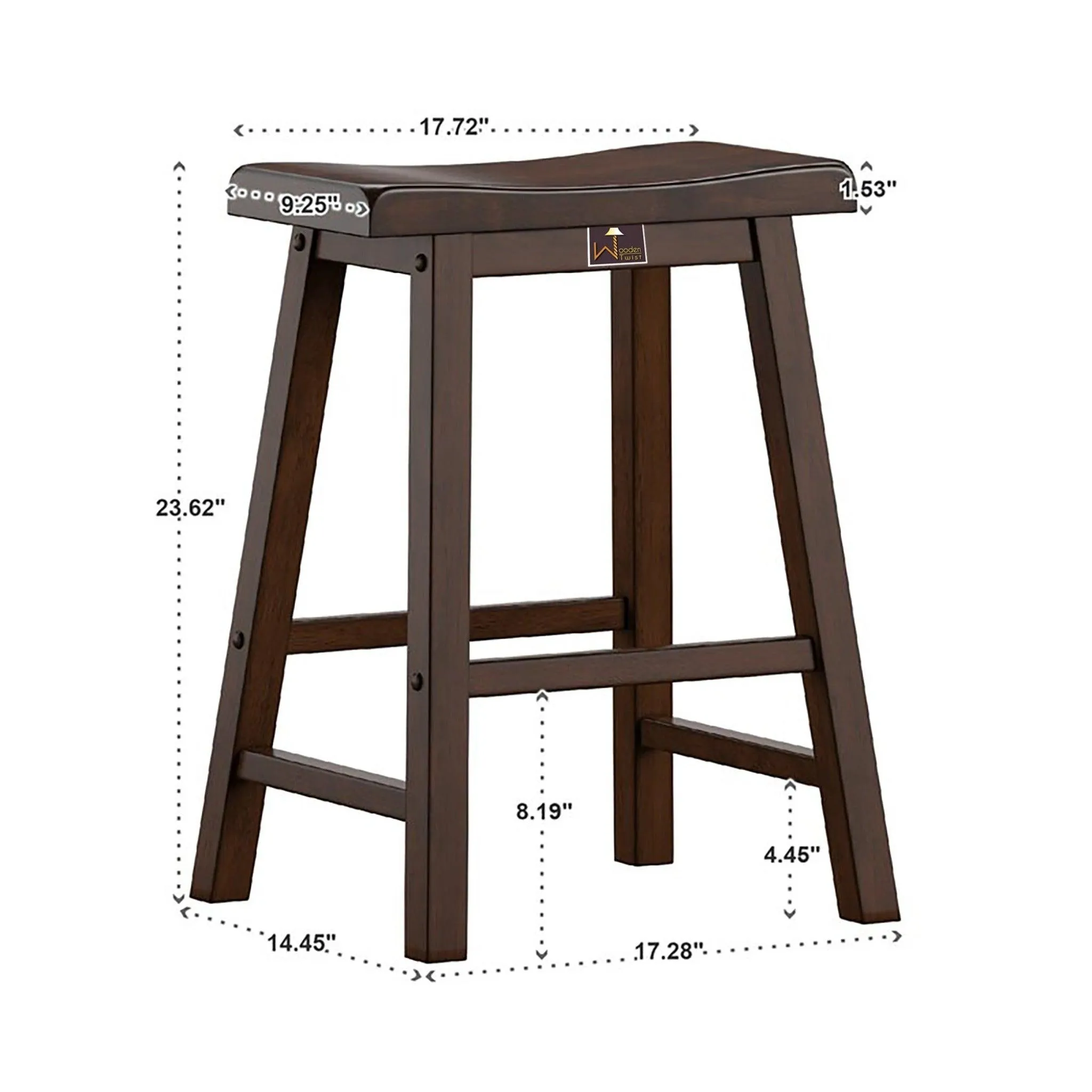 Wooden Twist Classic Solid Wood Counter Bar Stool