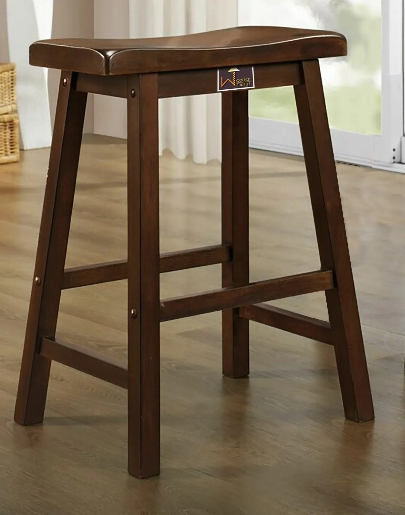 Wooden Twist Classic Solid Wood Counter Bar Stool