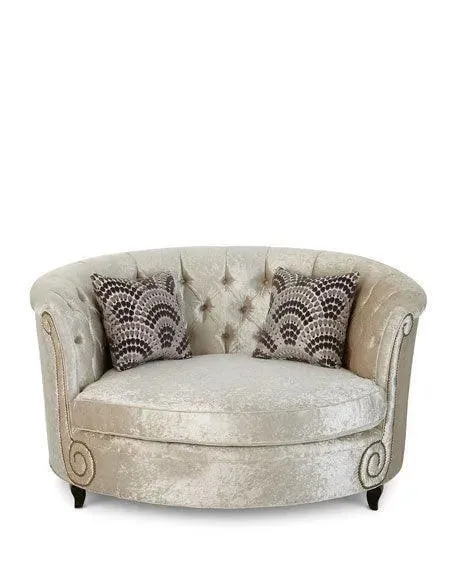 Wooden Twist Handmade Button Tufted Design Solid Wood & Velvet Upholstery Haily Cuddle Chair