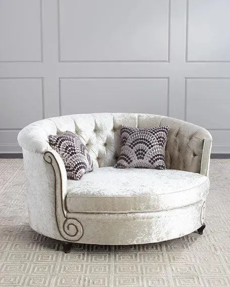 Wooden Twist Handmade Button Tufted Design Solid Wood & Velvet Upholstery Haily Cuddle Chair